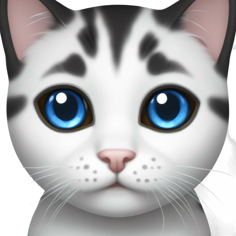 white/black/gray munchkin cat with blue eyes emoji