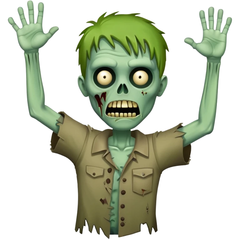 green zombie with one hand raised in the air emoji