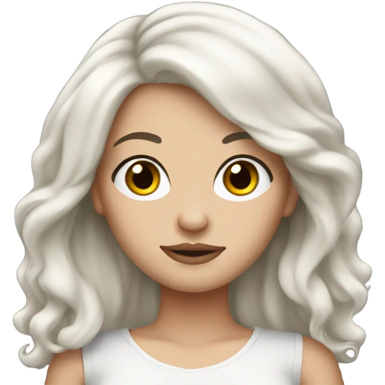 White girl with black voluminous hair emoji
