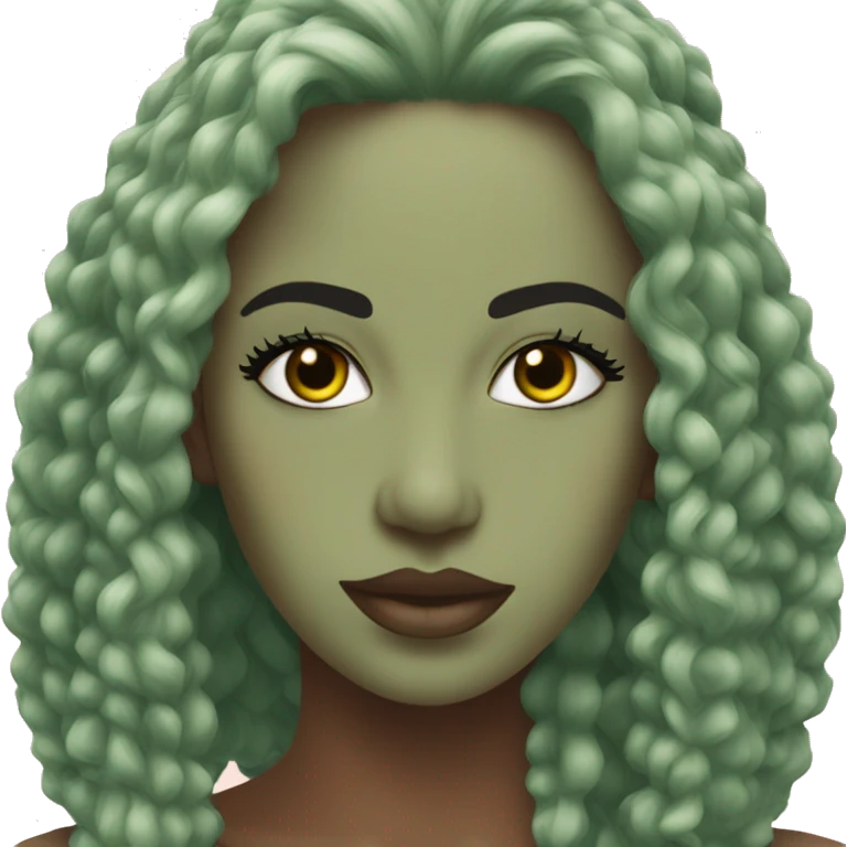 sage green lashes and eyebrows only do not do a full face emoji