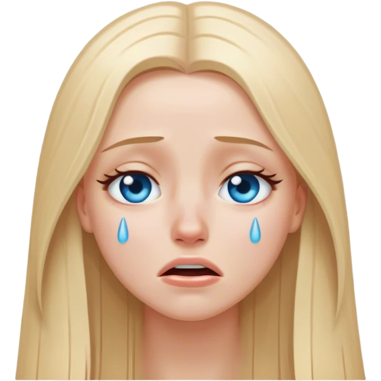beautiful white girl with long straight blonde hair und blue eyes crying emoji