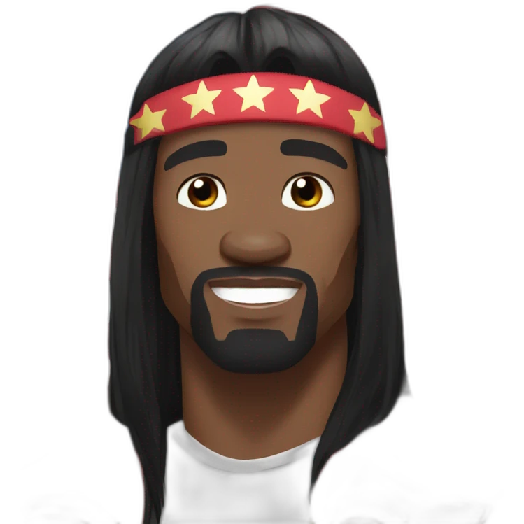 Terry crews with long straight black hair and flag headband emoji