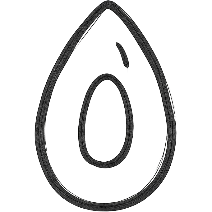 simple almond shape icon with small inner oval, abstract and minimal, black outline emoji