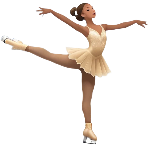 An icon featuring a graceful figure skater performing a flawless routine on an ice rink. The background shows a grand arena, Madison Square Garden, filled with spectators. Snowflakes and spotlights add to the elegance and beauty of the performance. Transparent background. emoji