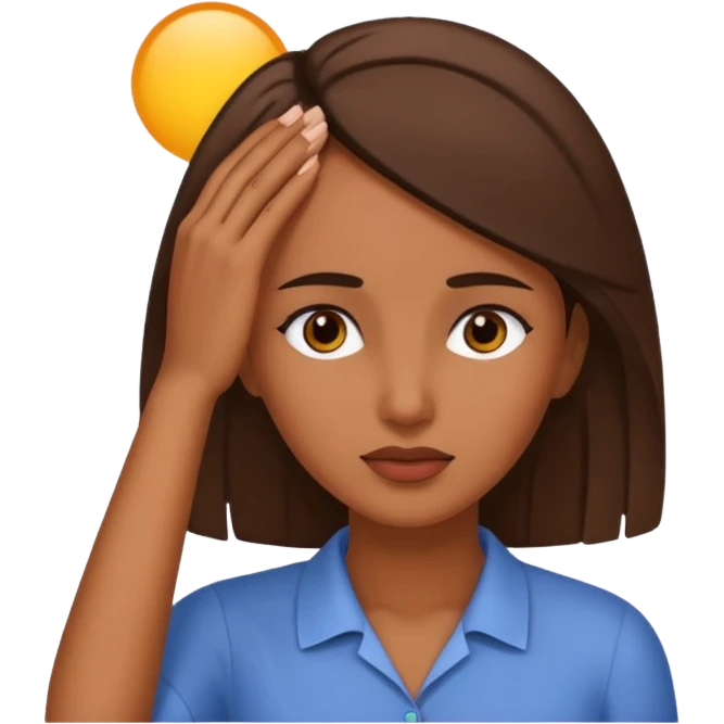 Mulher morena com mão na testa emoji