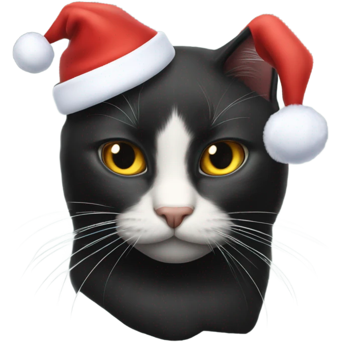 ONE black cat and TWO blonde cats wearing Santa’s hats  emoji