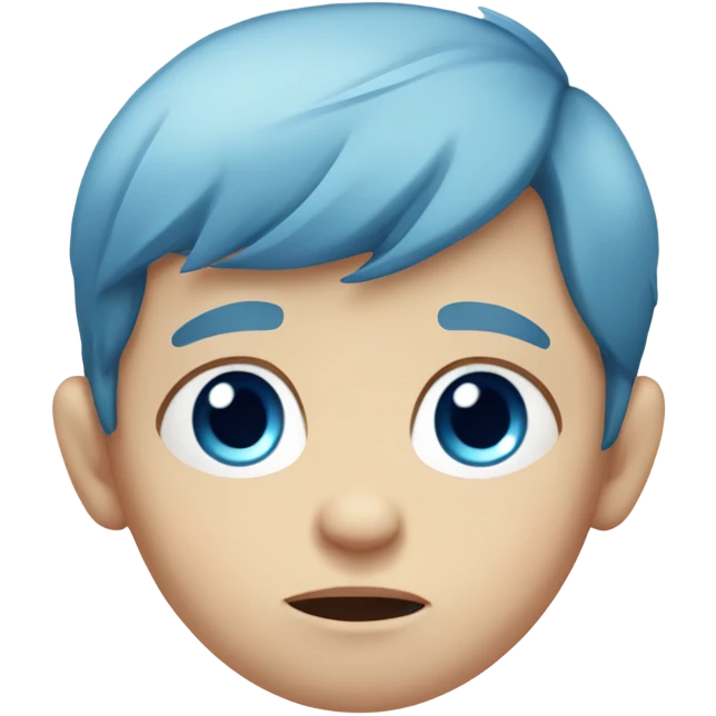 Sad baby Caucasian boy with blue eyes and blue hair emoji