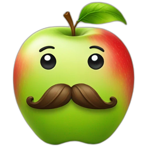 apple with mustache emoji