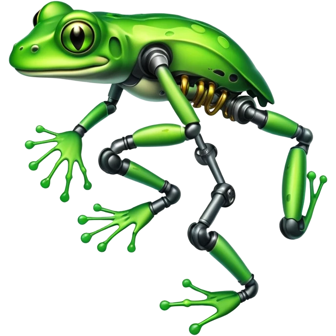 mutant frog with mechanical leg and toxic green glow emoji