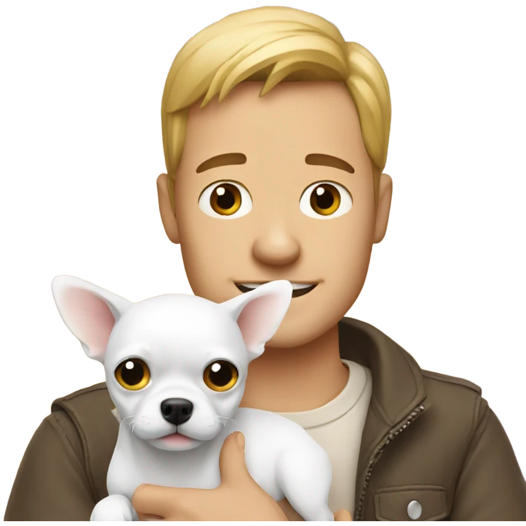 guy holding white chihuahua  emoji