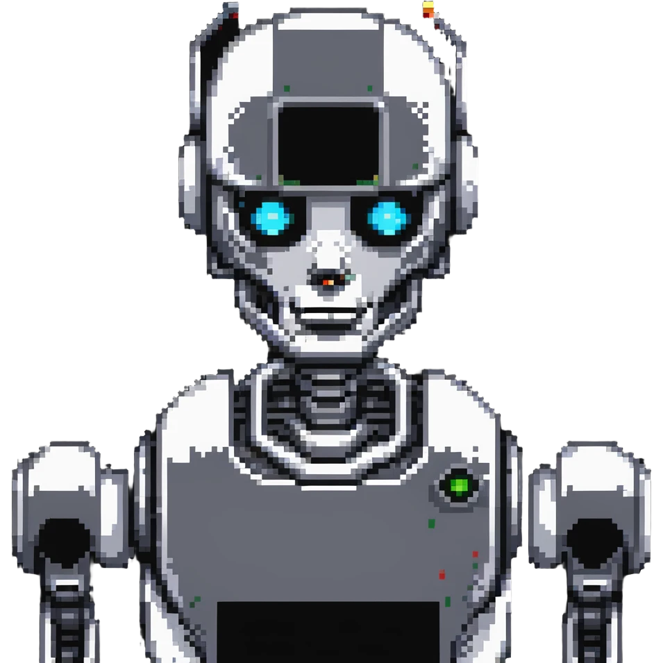 robot with digital face screen emoji