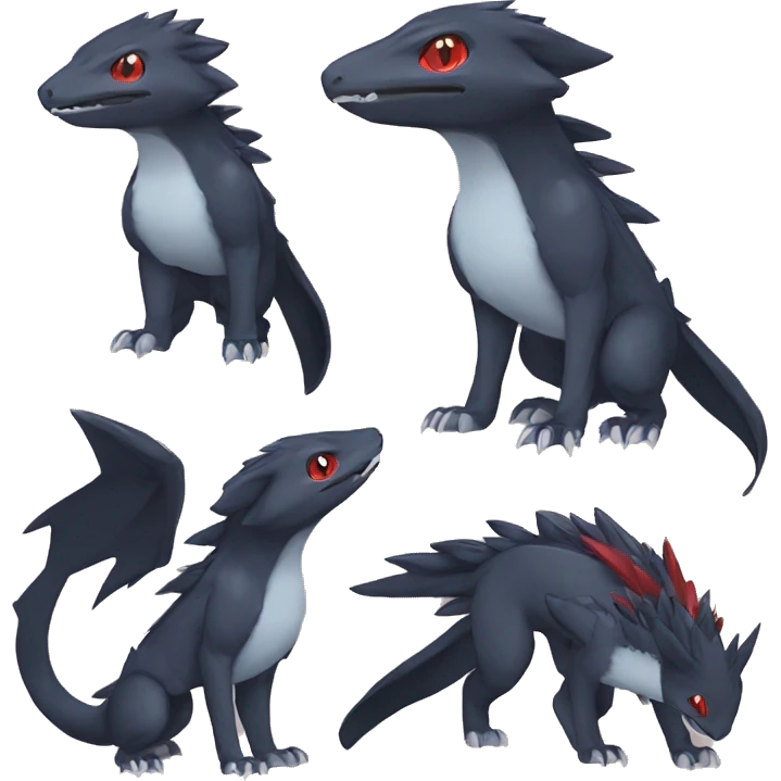 Cute cool black red nargacuga animal hybrid Fakemon full body emoji