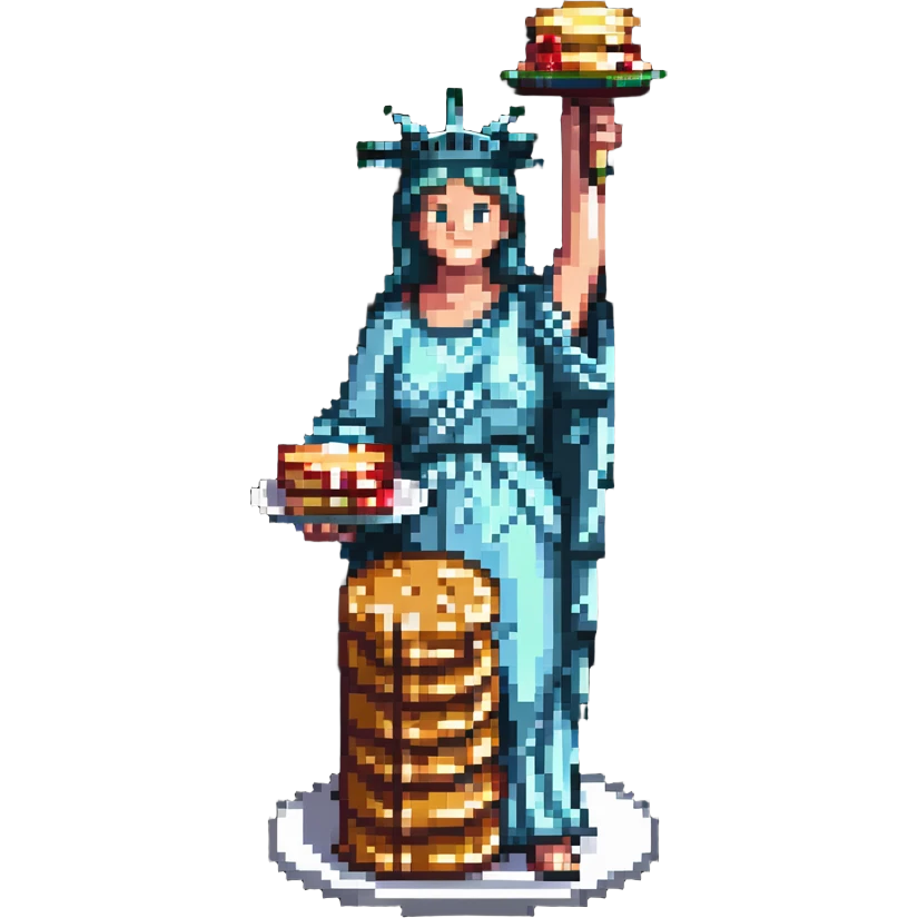Statue of Liberty holding a stack of pancakes emoji