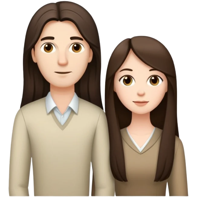 Short brunette wife with long hair next to tall husband emoji