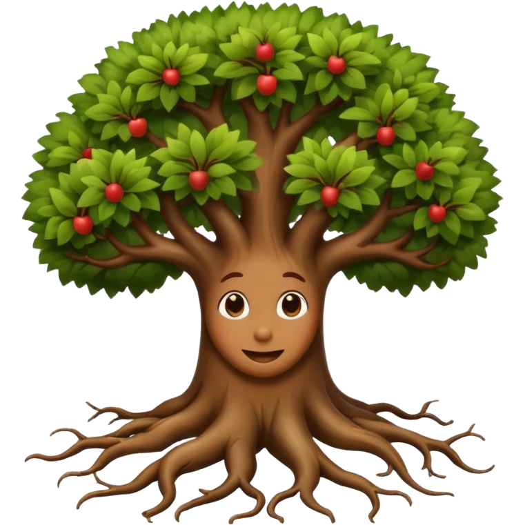 tree roots, playful, rounded shapes, apple style emoji, no text emoji