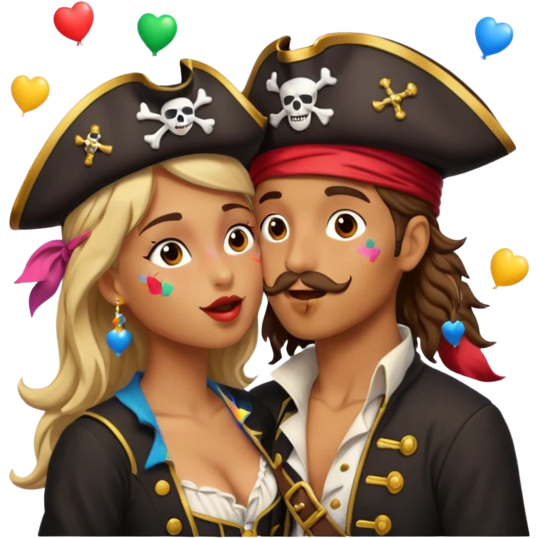 kissing pirate face with confetti emoji