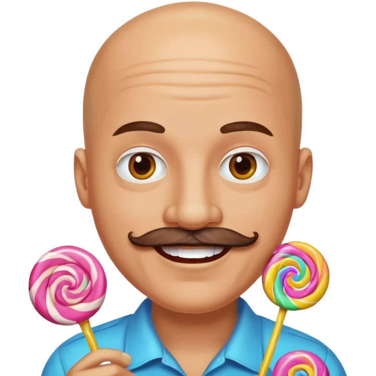 bald guy with a mustache made out of candy emoji