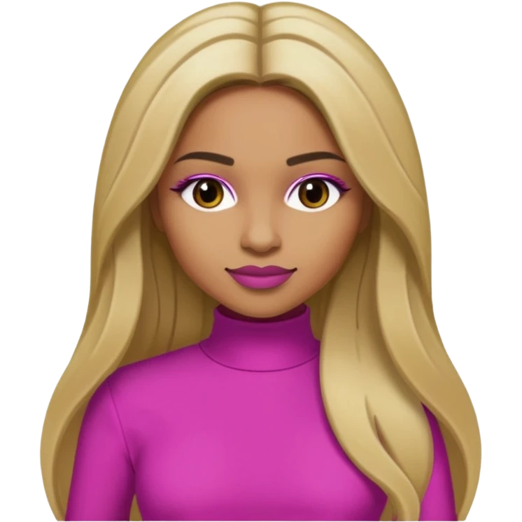 Ciara with long dark blonde hair magenta outfit emoji