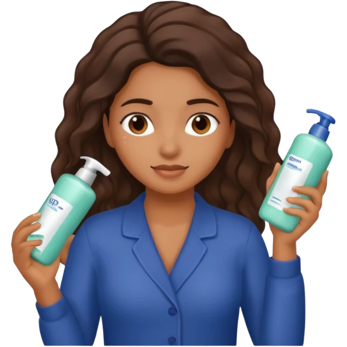 Latina girl applying conditioner to her hair emoji