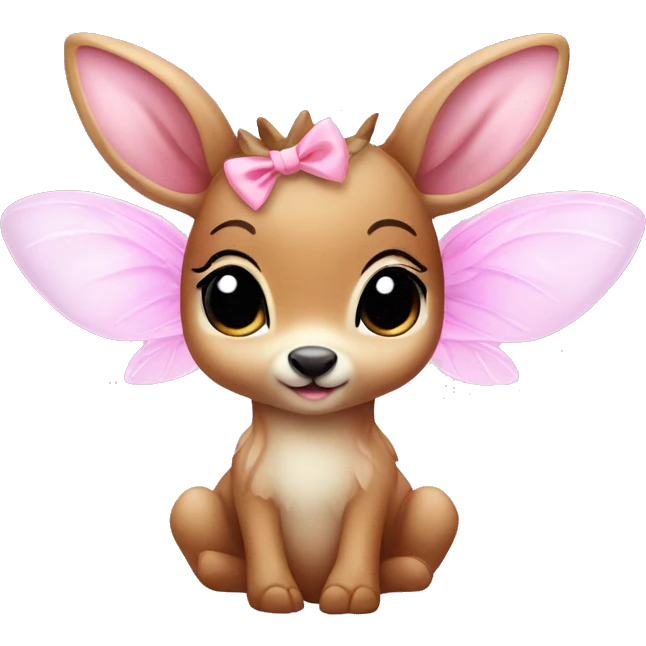 baby deer with fairy wings and a pink bow around its neck  emoji