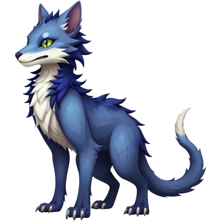 dark cool edgy fantasy ethereal feline-vernid-sergal-fursona animal creature with a tufted tail full body emoji