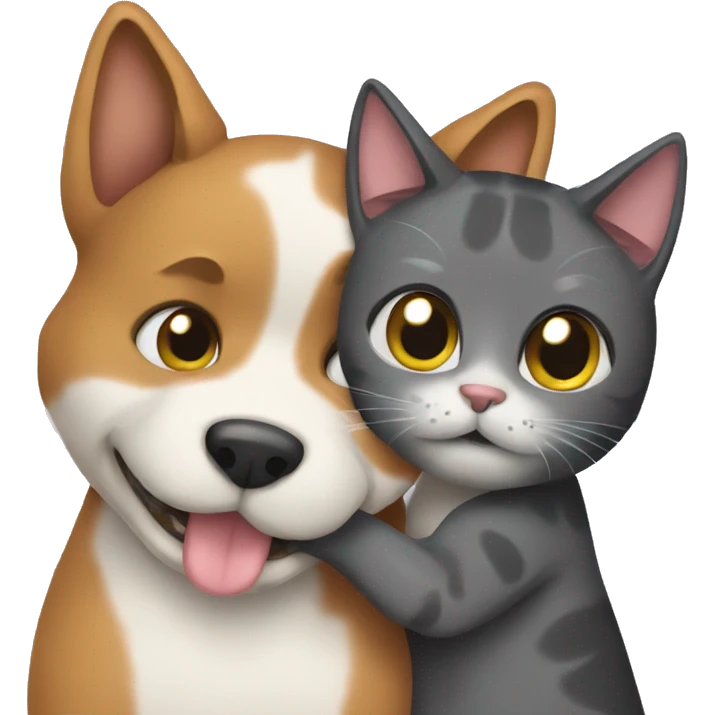 Dog and cat hugging emoji