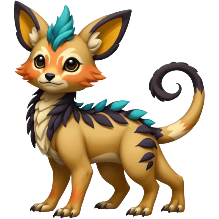 Rare soft romantic realistic exotic cute epic pretty beautiful handsome gorgeous aesthetic colorful vibrant Vernid-Protogen-Primagen-Wickerbeast-species-Fakemon-creature by LiLaiRa, random markings, tufted ears, full body emoji