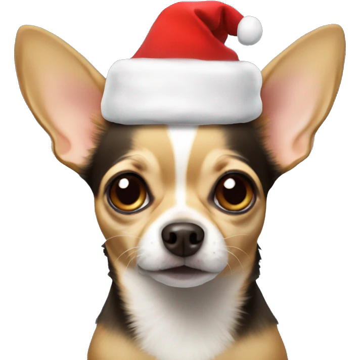 chihuahua with christmas hat emoji