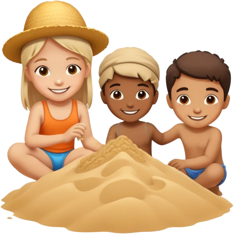 Kids doing Sand therapy emoji