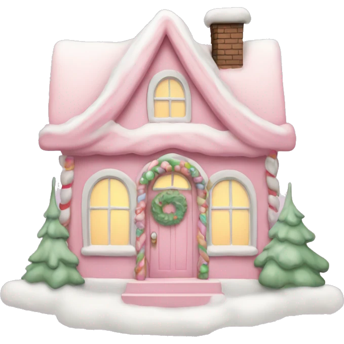 Pastel pink santa house emoji