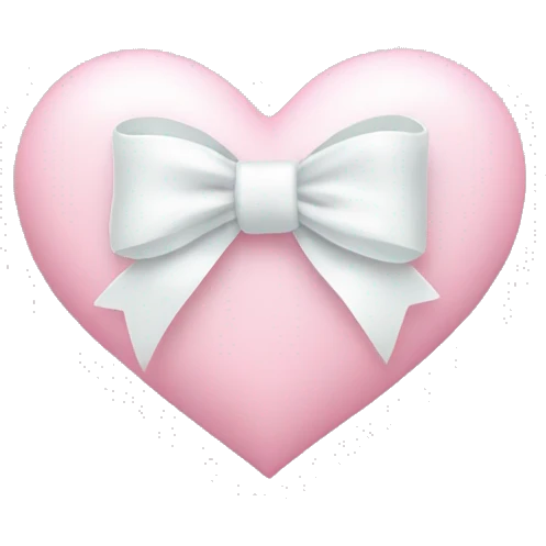 Pastel pink heart with white bow emoji