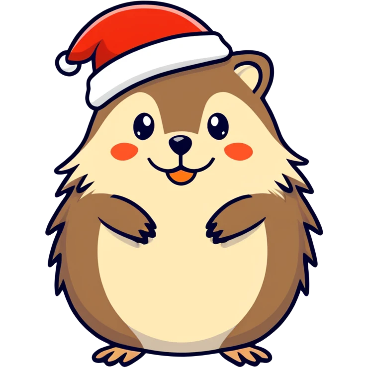Hedgehog with christmas hat emoji