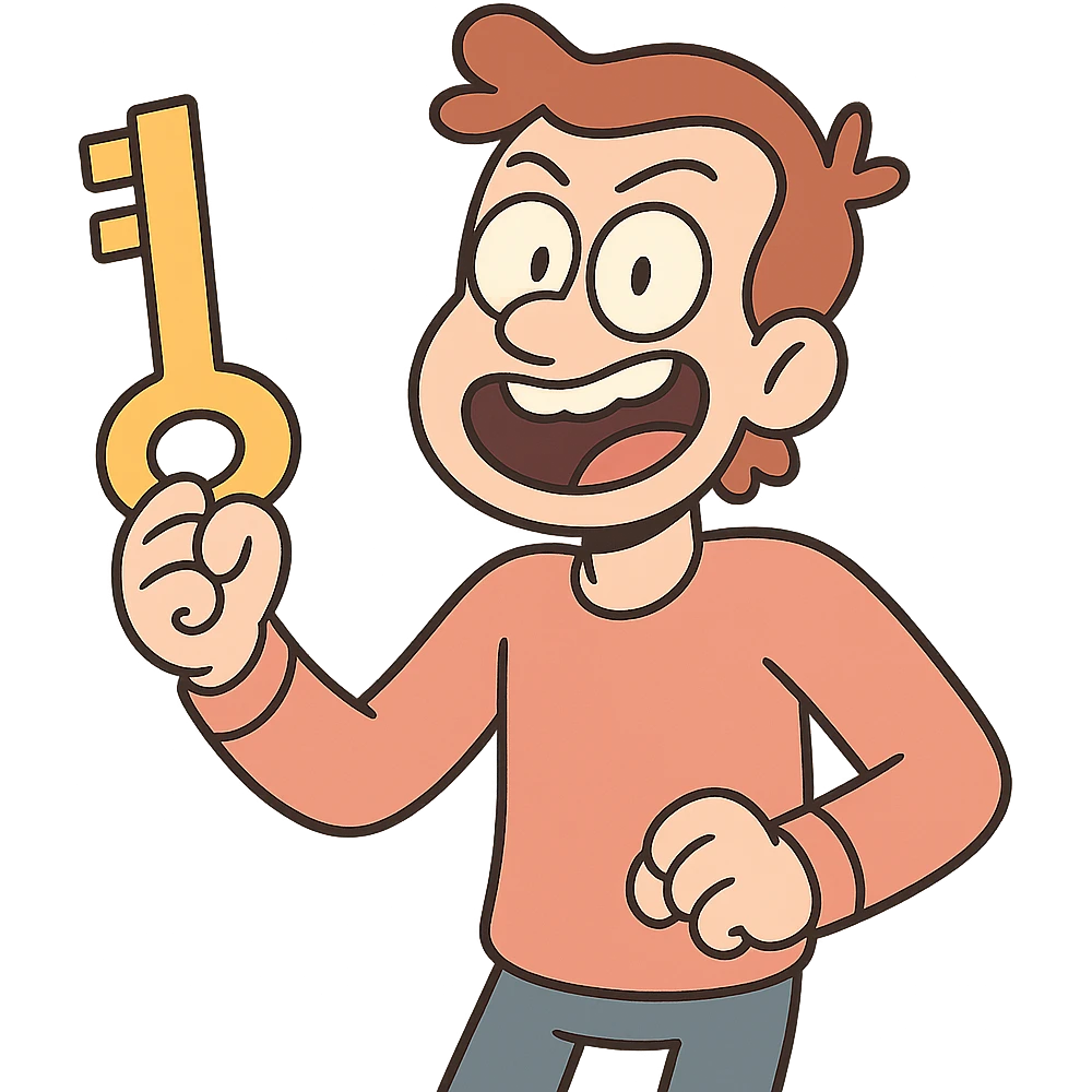gold key, cartoon style, transparent background emoji
