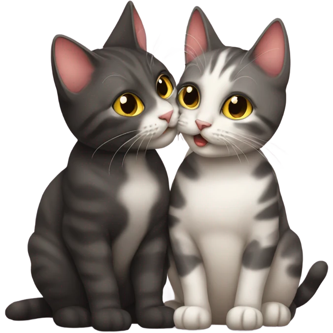 Female cat kissing male cat emoji