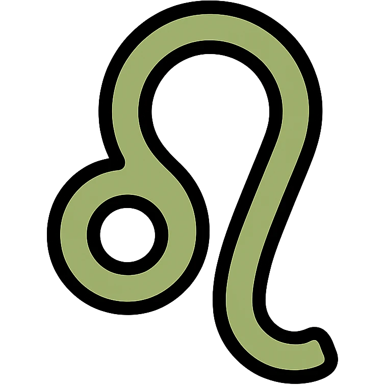 zodiacal Leo sign, olive green color, clean and modern icon style emoji