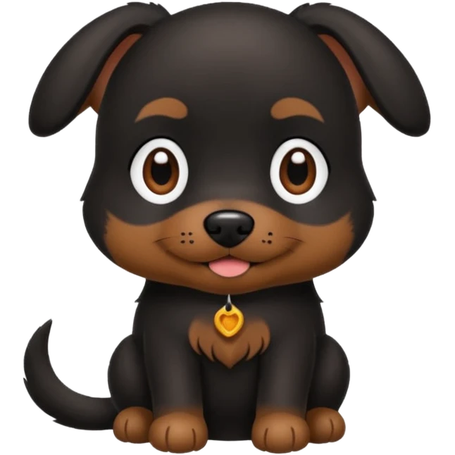 a little cute black dog saying "默默哒" emoji