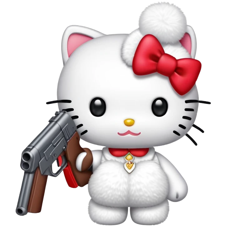 Hello kitty with a gun emoji