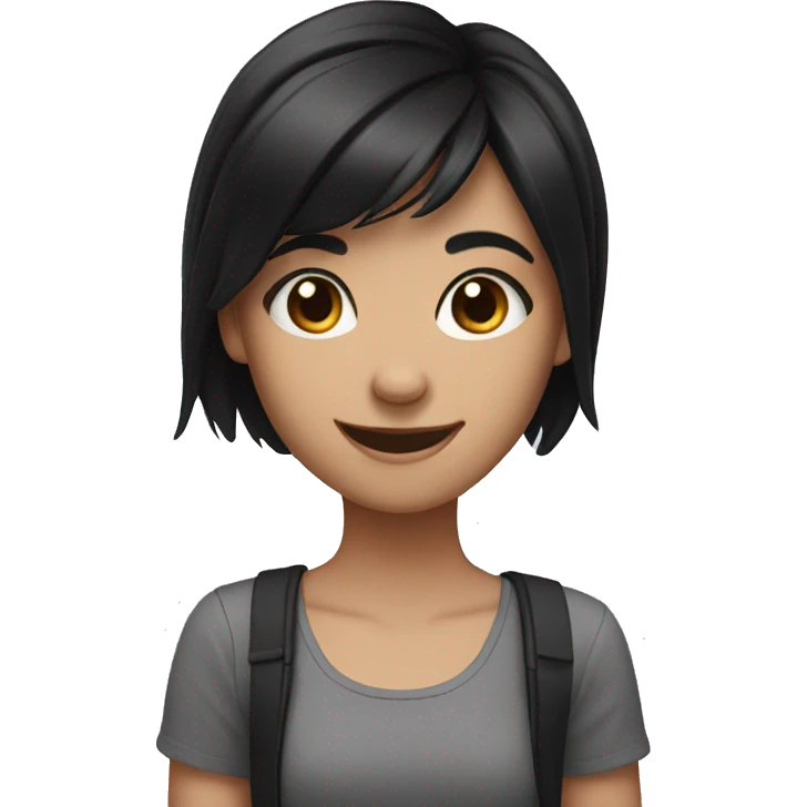 smiling girl with black hair emoji