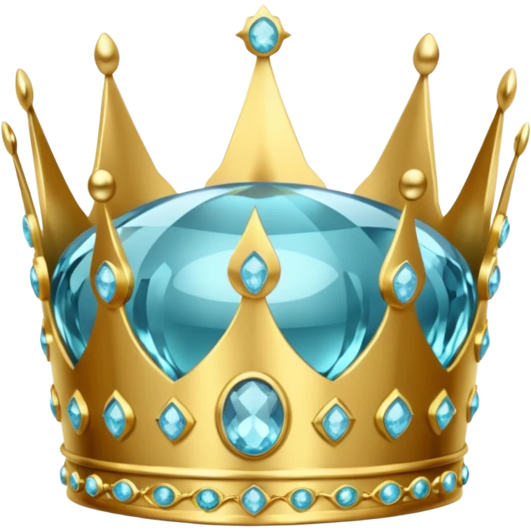 shiny gold crown with aquamarines emoji