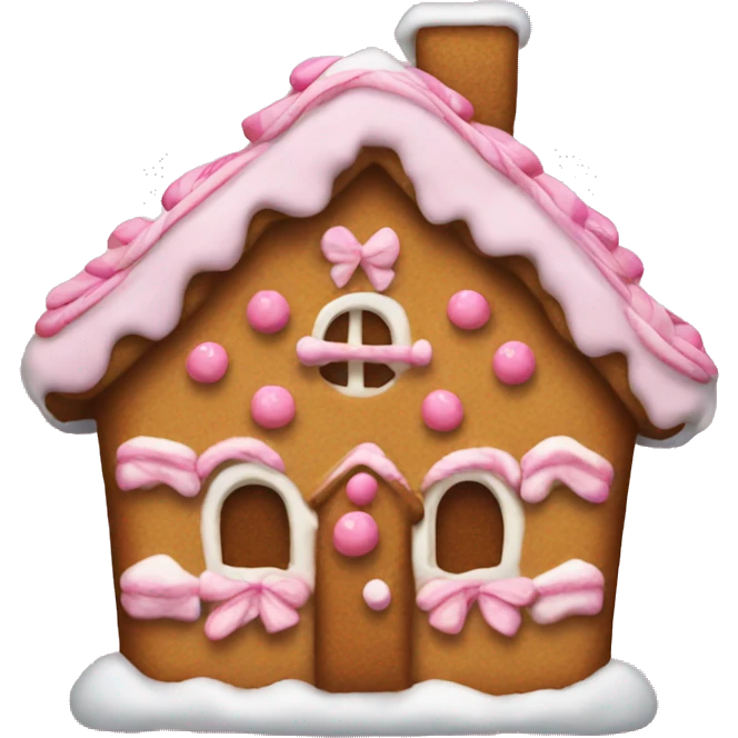Gingerbread house with a pink bow  emoji