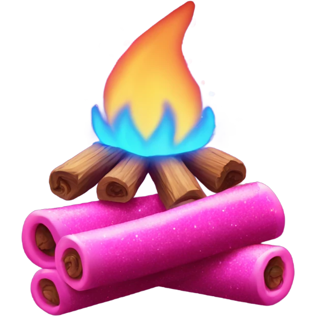 Rose pink neon campfire with glitter emoji