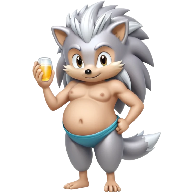 Silver the hedgehog character with pregnant belly emoji