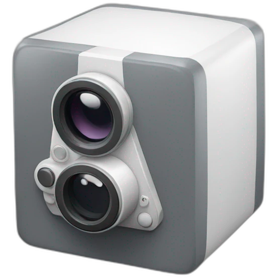 camera blanche et grise dans un cube emoji