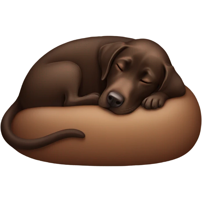 Chocolate lab curled up sleeping emoji