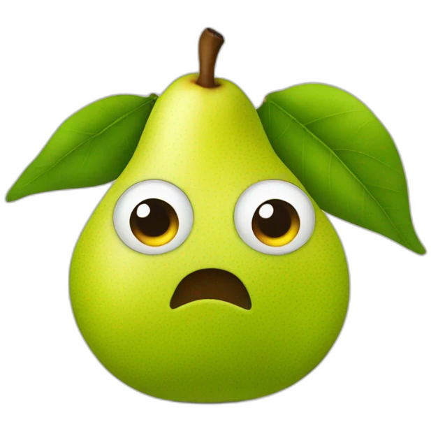 a pear with eyes and a serious look emoji