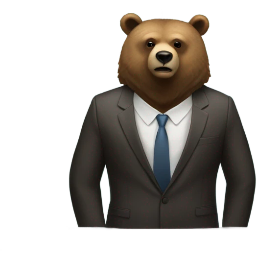 Bear with a suit on Infront of 2 large doors emoji