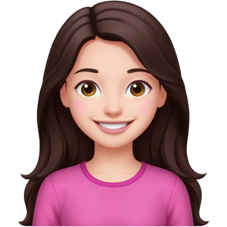 Azzyland with dark brown long hair, pink outfit emoji