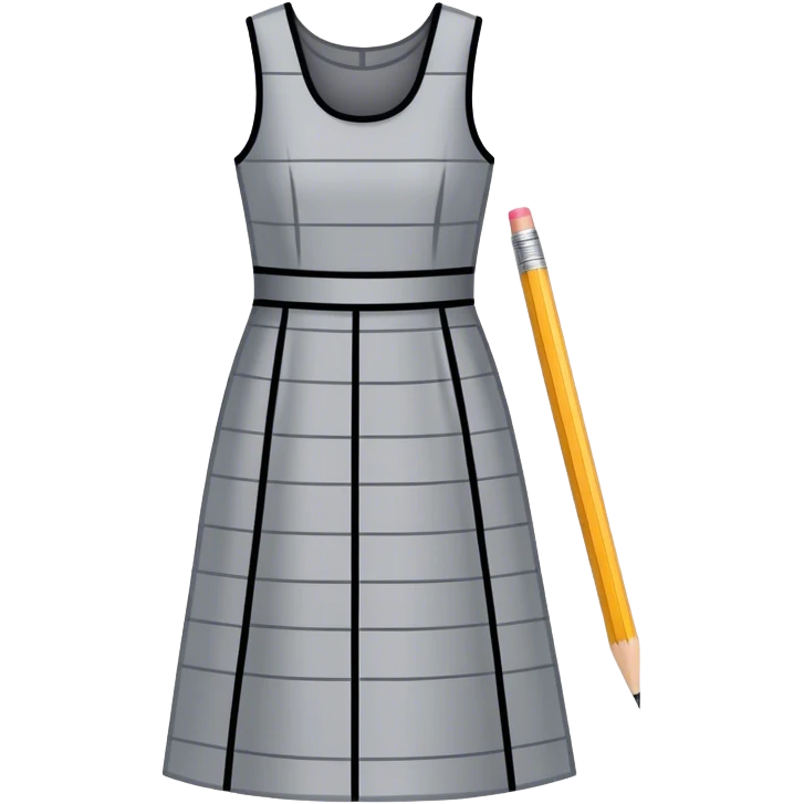 Icon for Fashion Design: a dress pattern with measurements, a ruler, and a pencil. The icon should represent the process of designing clothing with a focus on precision and tailoring. Transparent background. emoji