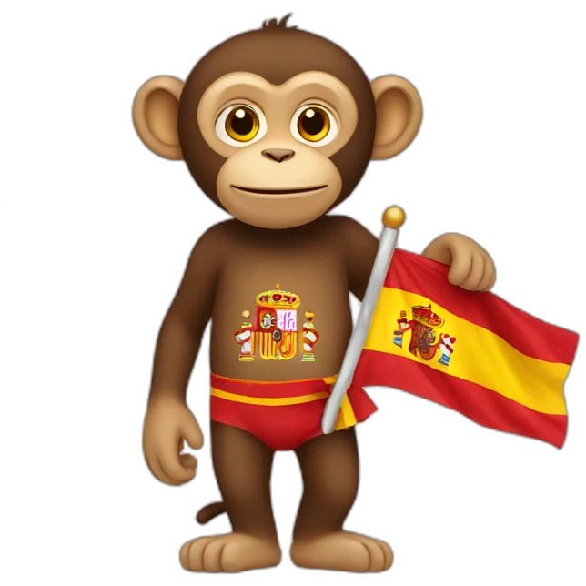 A monkey holding Spain flag emoji