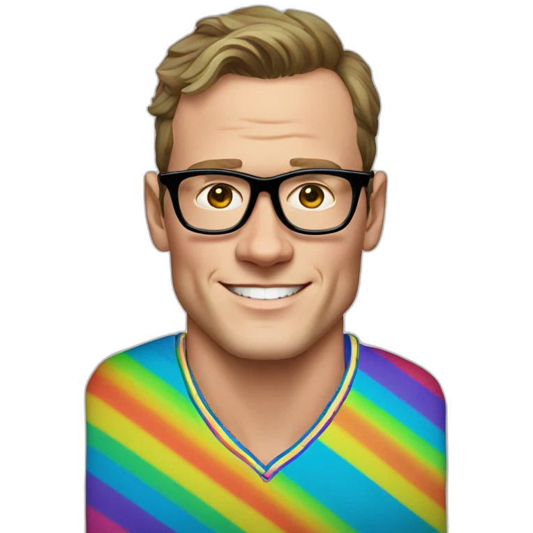 Jonathan Toews wearing glasses and rainbow clothes emoji